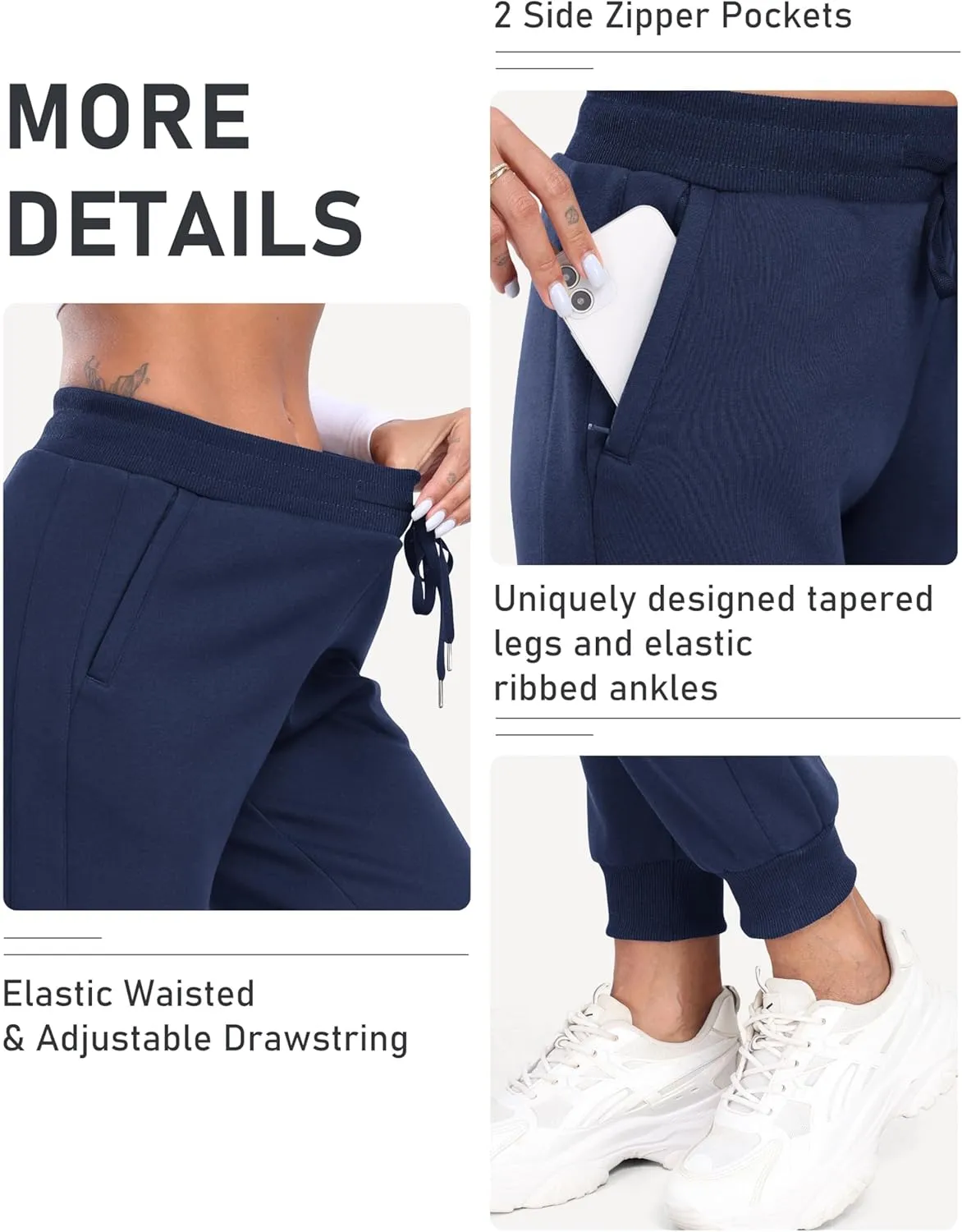 MoFiz Women's Fleece Lined Hiking Pants Water Resistant High Waisted Thermal Joggers Winter Running Sweatpants Zip Pockets
