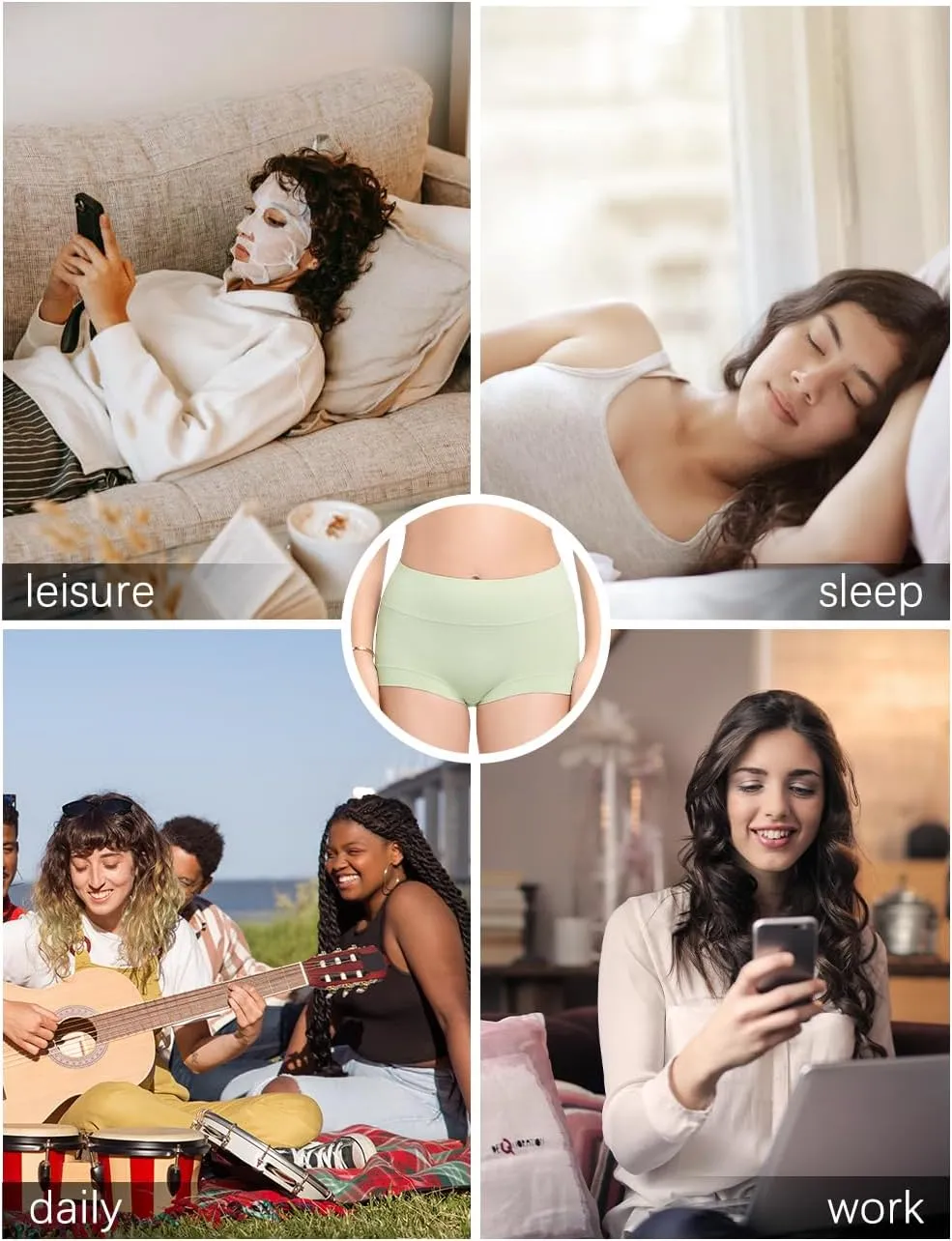Molasus Womens Cotton Boy Shorts Panties Ladies High Waisted Full Coverage Stretch Underwear Multipack(Regular&Plus Size)