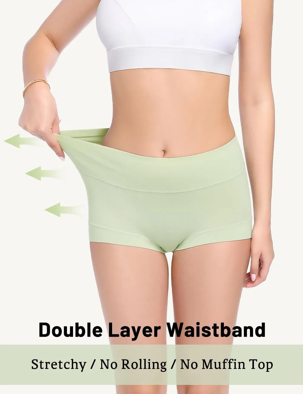 Molasus Womens Cotton Boy Shorts Panties Ladies High Waisted Full Coverage Stretch Underwear Multipack(Regular&Plus Size)