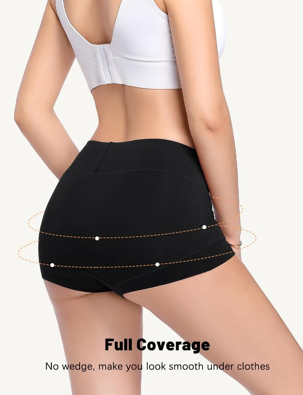 Molasus Womens Cotton Boy Shorts Panties Ladies High Waisted Full Coverage Stretch Underwear Multipack(Regular&Plus Size)