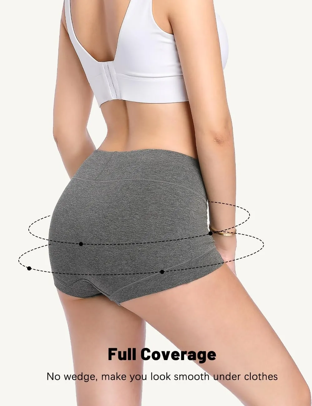 Molasus Womens Cotton Boy Shorts Panties Ladies High Waisted Full Coverage Stretch Underwear Multipack(Regular&Plus Size)