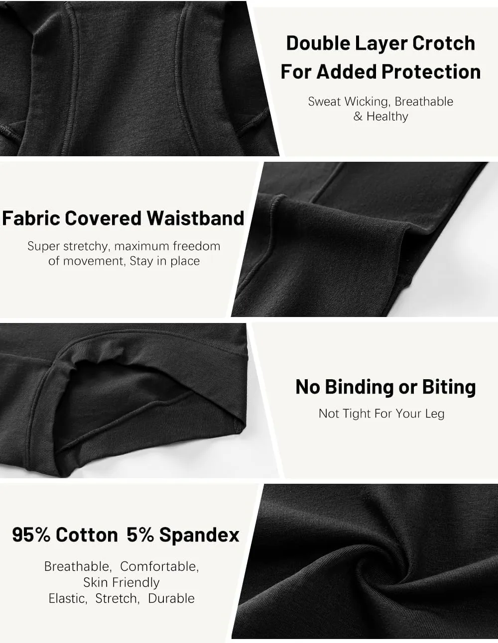 Molasus Womens Cotton Boy Shorts Panties Ladies High Waisted Full Coverage Stretch Underwear Multipack(Regular&Plus Size)