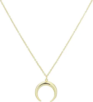 Moon Necklace for Women - 18K Gold Crescent Half Moon Double Horn Dainty Necklace