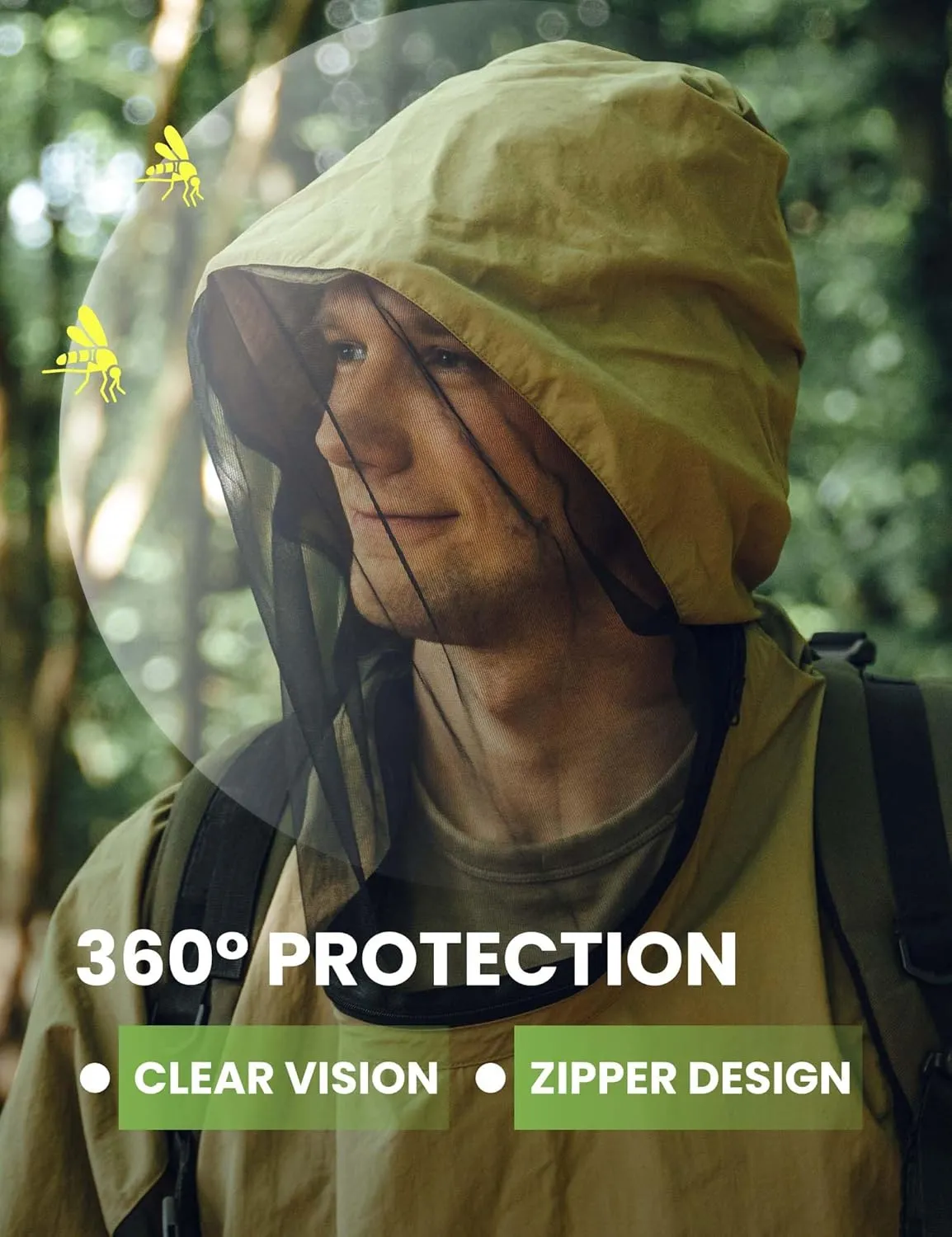 Mosquito Jacket, Durable Bug-Proof Jacket with Adjustable Hood & Pocket, Summer Adventures Mosquito Proof Clothing