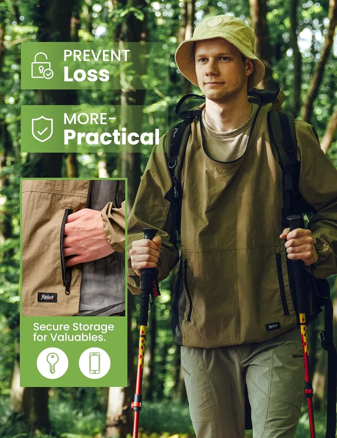 Mosquito Jacket, Durable Bug-Proof Jacket with Adjustable Hood & Pocket, Summer Adventures Mosquito Proof Clothing