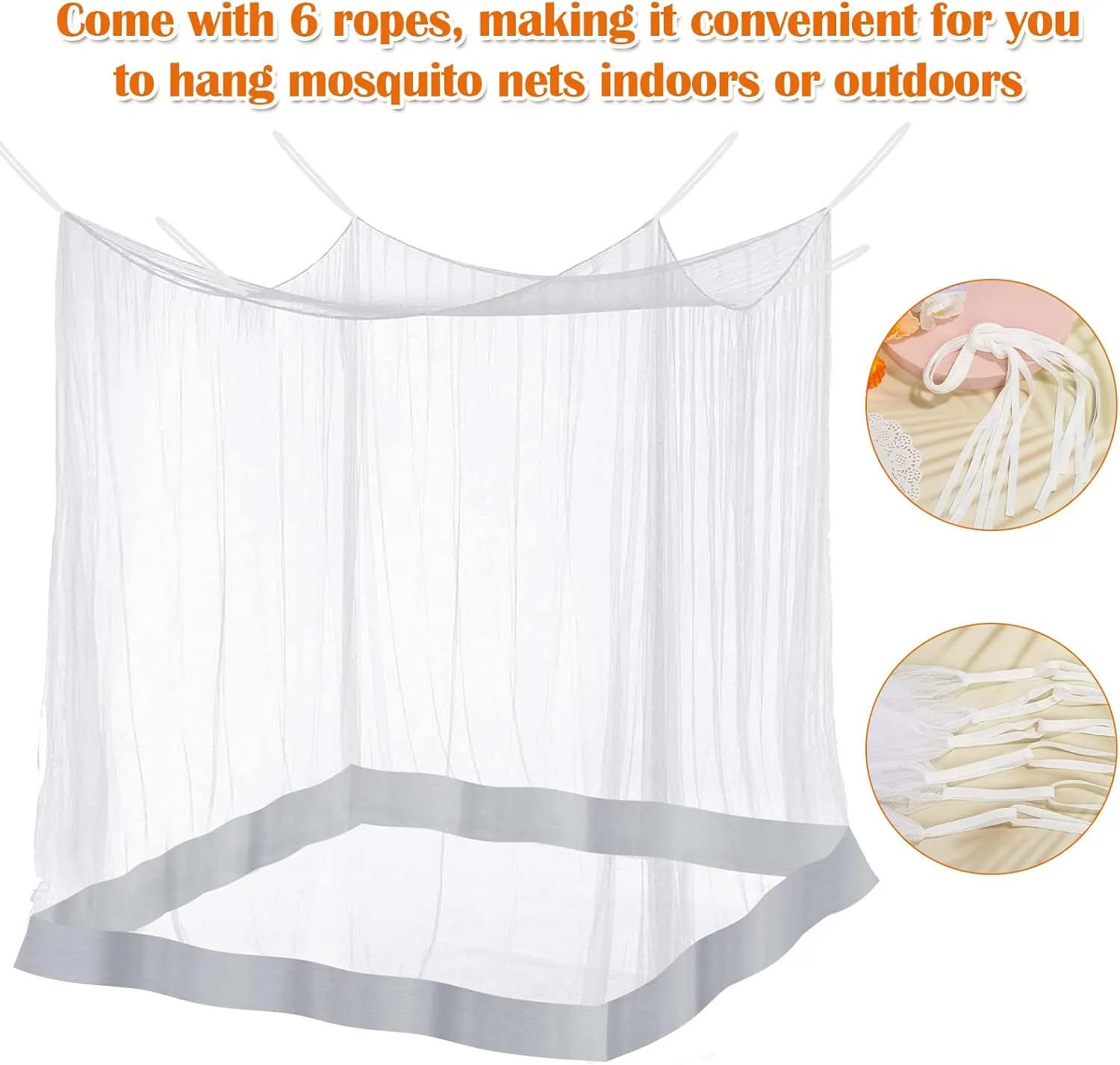 Mosquito Net for Bed, Large White Bed Canopy for Girls, Hanging Bed Net, Ideal for Bedroom Decorative, Travel with Storage Bag (Camping Mosquito Net) SL0028