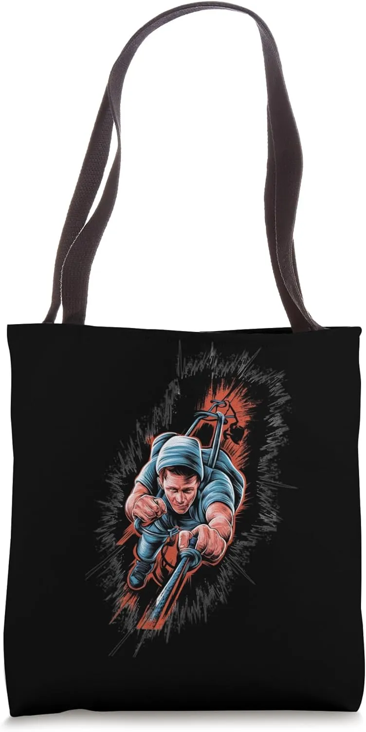 Mountaineer, climber, bouldering, climbs with equipment Tote Bag