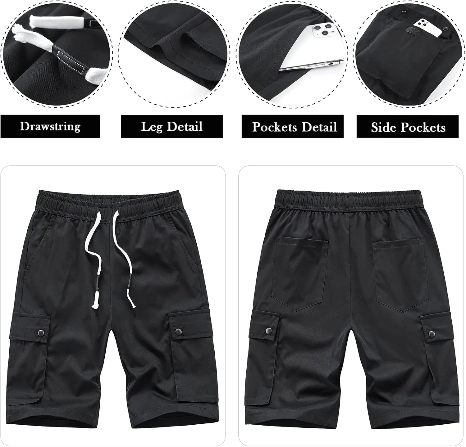 Msmsse Women's Cargo Hiking Shorts Soft Casual Lightweight Sports Knee Length Summer Shorts