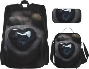 Mysterious Love Stonebackpack 3 Piece Set, Duffel Bag, Casual Backpack, Girls Boys Backpack For Hiking, School