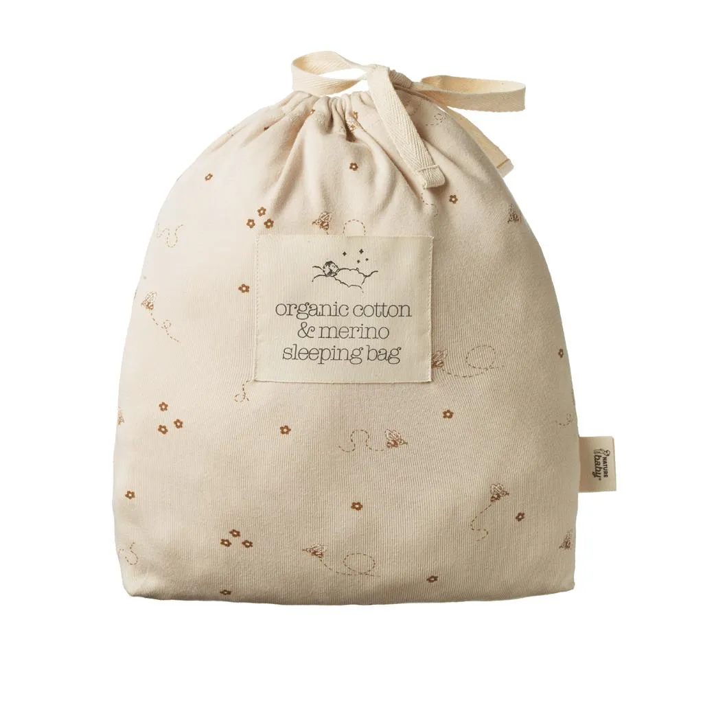 Nature Baby Organic Cotton & Merino Sleeping Bag (Bumble Bee Print)