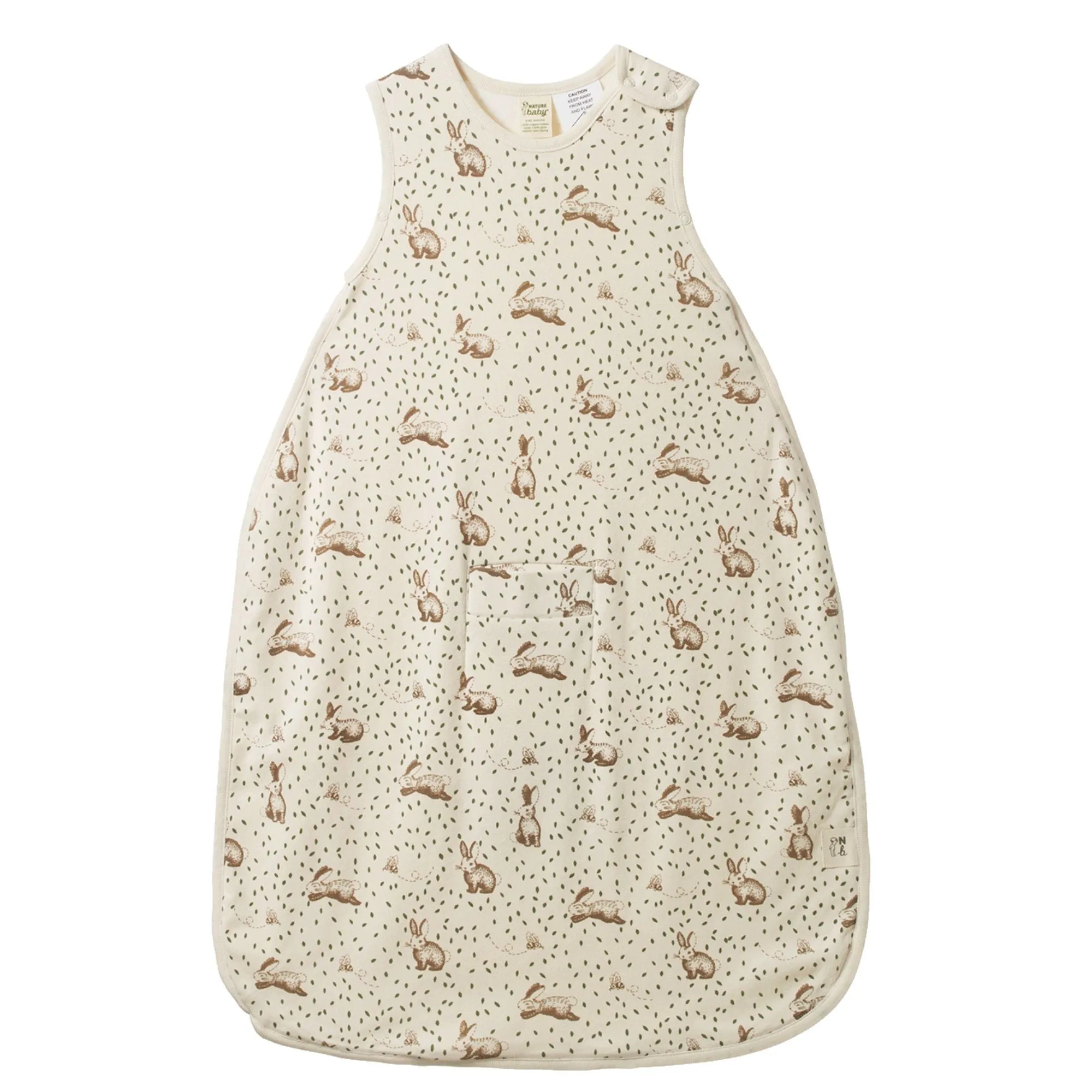 Nature Baby - Organic Cotton & Merino Sleeping Bag - Rabbitty Print