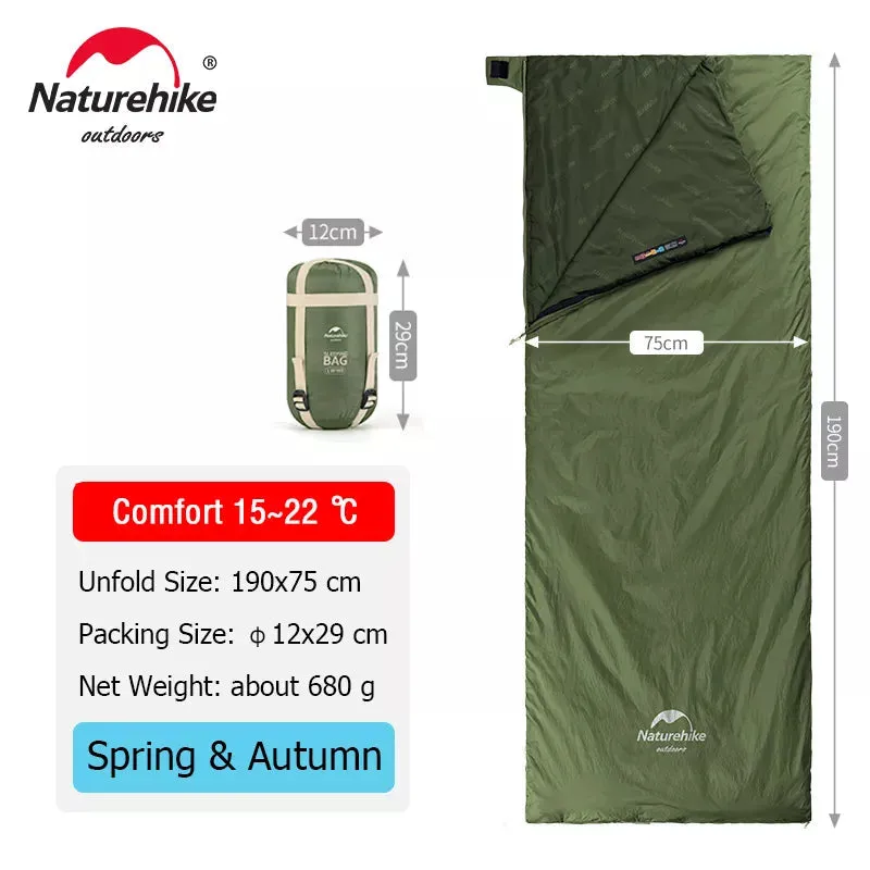 Naturehike lw180 Sleeping Bag Ultralight Cotton Sleeping Bag Spring Summer Sleeping Bag Outdoor Hiking Camping Sleeping Bag