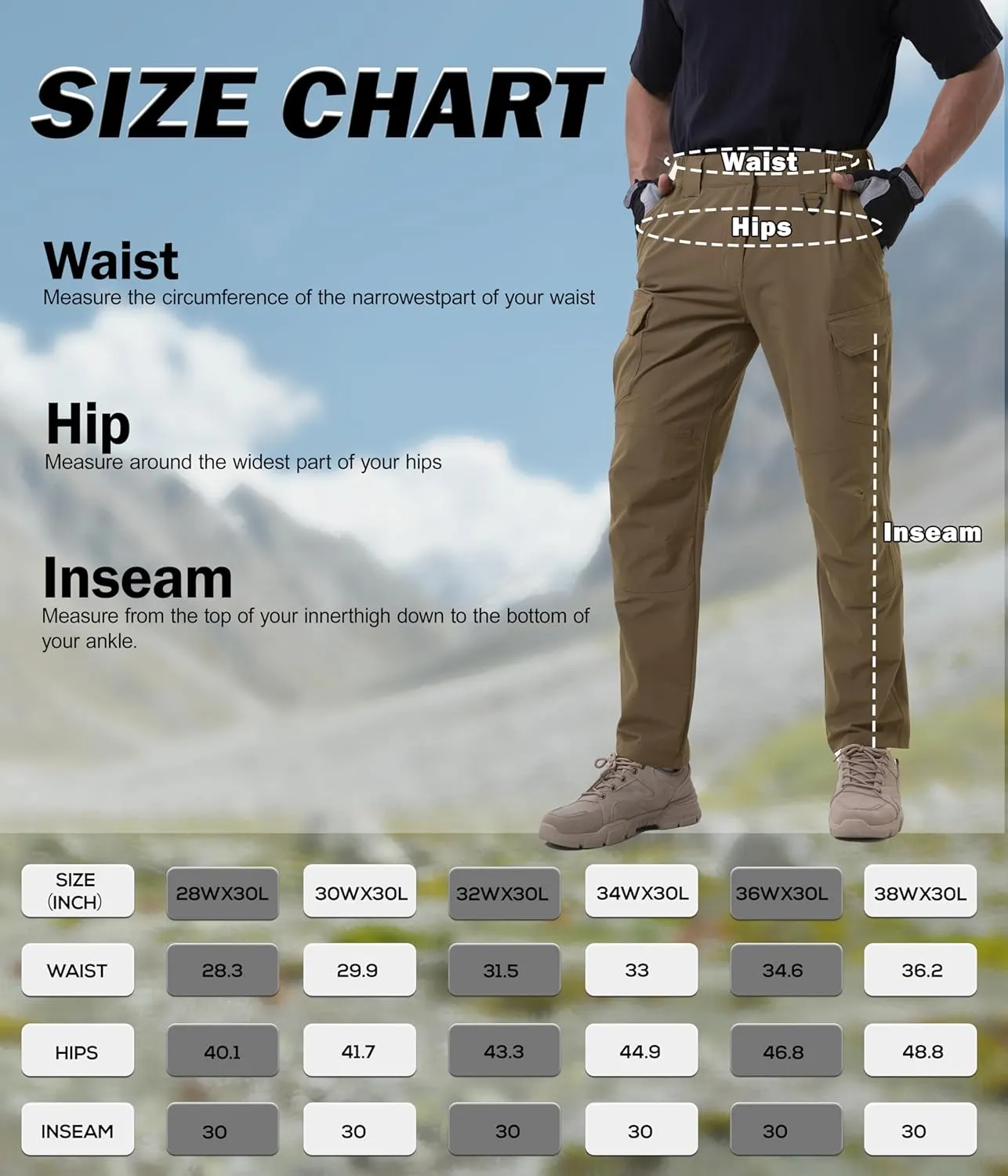 NATUVENIX Lightweight Mens Hiking Pants Quick Dry Travel Pants for Men Water Resistant Work Pants Men with Pockets Outdoor