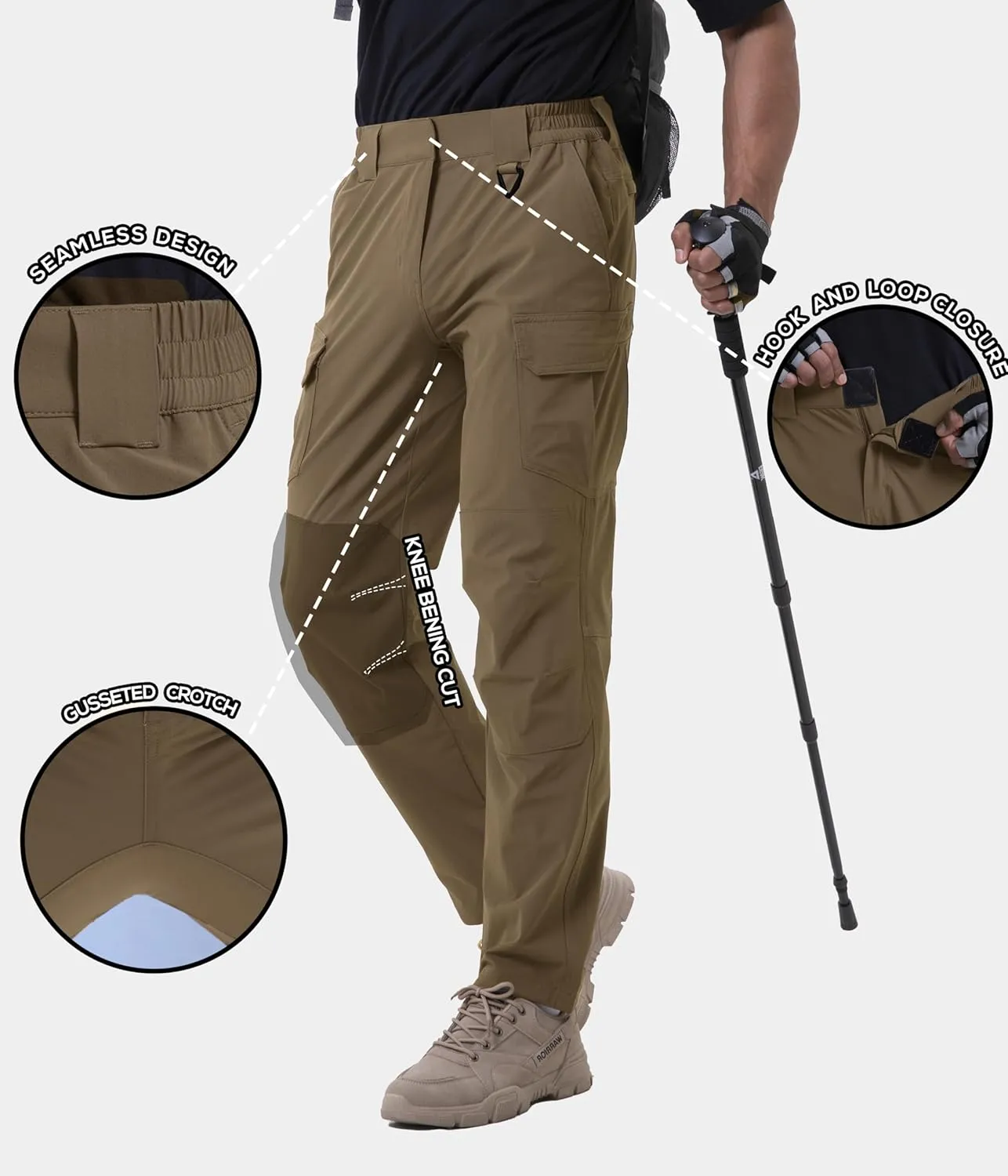 NATUVENIX Lightweight Mens Hiking Pants Quick Dry Travel Pants for Men Water Resistant Work Pants Men with Pockets Outdoor