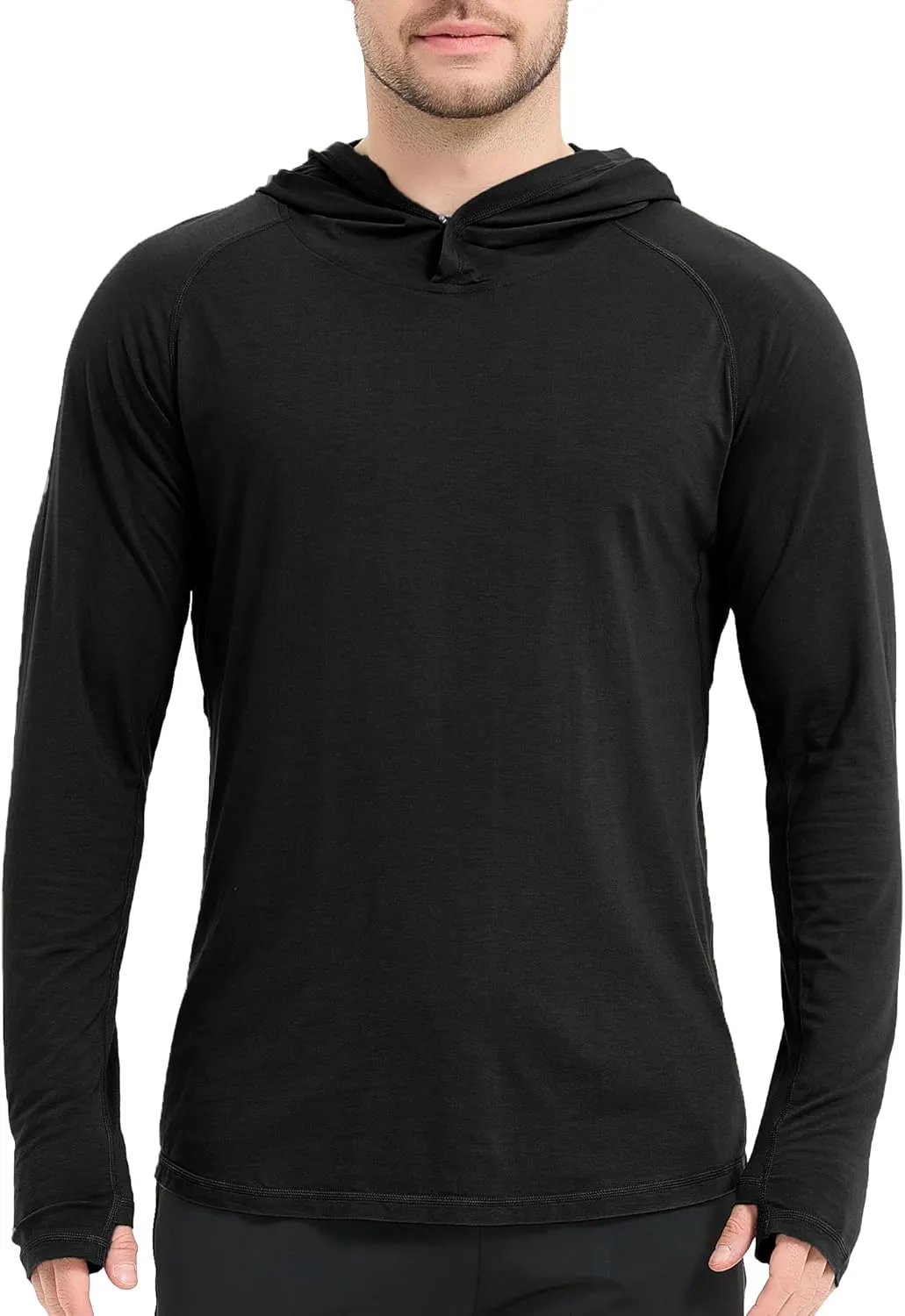 netdraw Men's Ultra-Soft Bamboo Viscose Hoodie Shirt UPF 50  Sun Protection Long Sleeve Lightweight UV Shirt