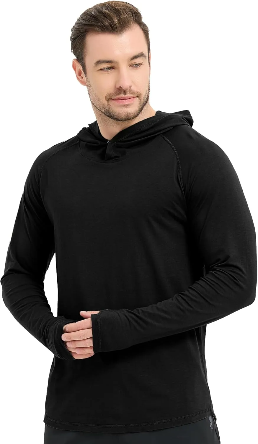 netdraw Men's Ultra-Soft Bamboo Viscose Hoodie Shirt UPF 50  Sun Protection Long Sleeve Lightweight UV Shirt