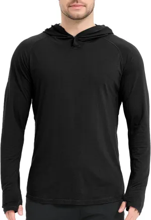 netdraw Men's Ultra-Soft Bamboo Viscose Hoodie Shirt UPF 50  Sun Protection Long Sleeve Lightweight UV Shirt