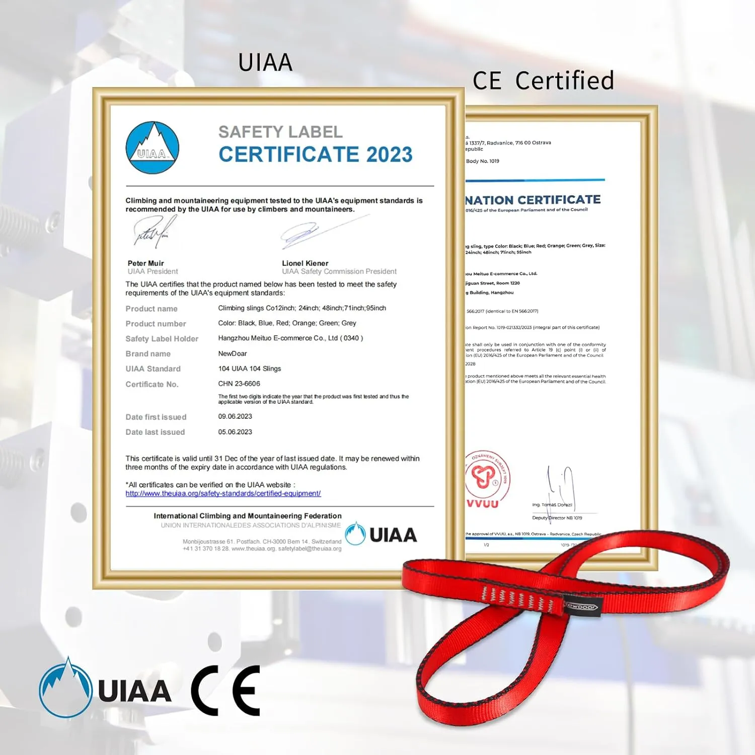 NewDoar 16mm Climbing Sling UIAA CE Certified,23KN EN566 Certified,Climbing Utility Cord Rock Climbing,Creating Anchors System,Rappelling Gear,Perfect for Tree Work