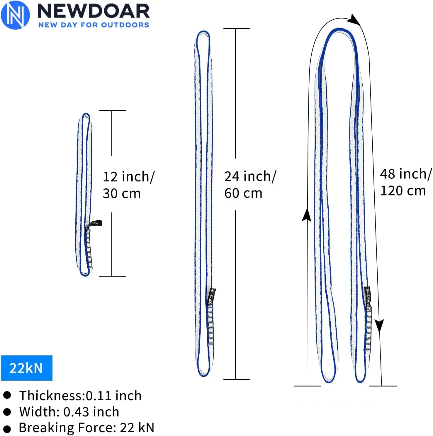NewDoar Climbing Sling 10mm Dyneema Sling Runners 22KN 4840LB Climbing Utility Cord Rock Climbing, Creating Anchors System, Rappelling Gear, Perfect for Tree Work