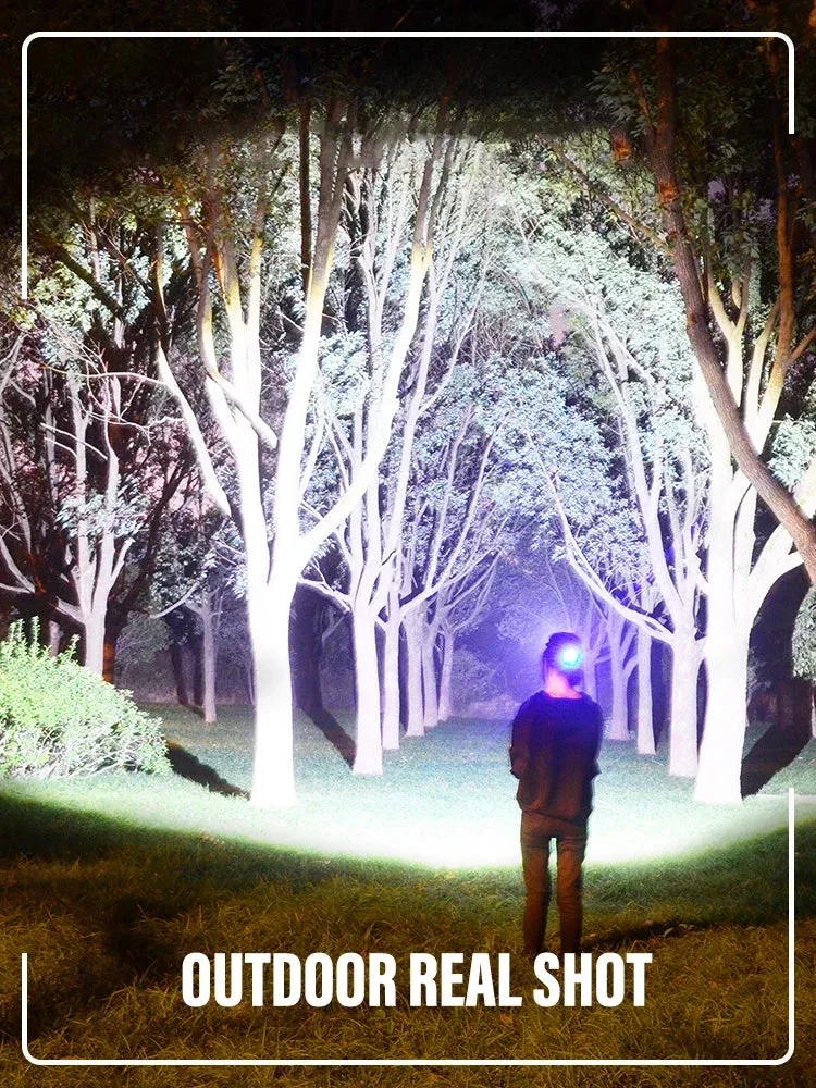Newest 150000lumens XHP360/White Laser Sensor Headlamp with 3Pcs Rechargeable Battery Long Range Zoom Alloy Headlamp Camping Hiking Emergency Power Bank