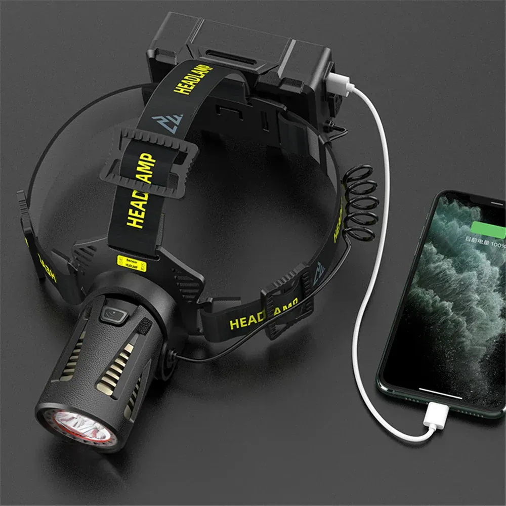 Newest 150000lumens XHP360/White Laser Sensor Headlamp with 3Pcs Rechargeable Battery Long Range Zoom Alloy Headlamp Camping Hiking Emergency Power Bank