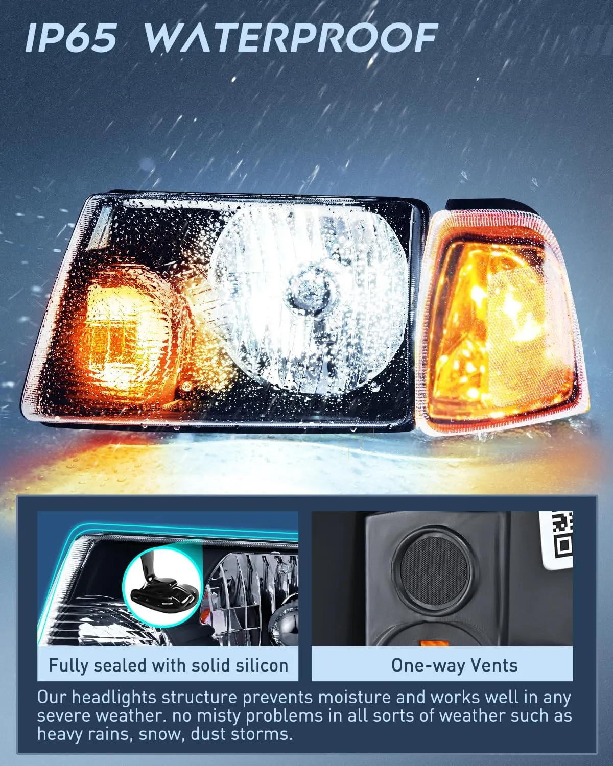 Nilight Headlight Assembly for 2001 2002 2003 2004 2005 2006 2007 2008 2009 2010 2011 Ford Ranger Replacement Headlamp Black Housing Clear Reflector
