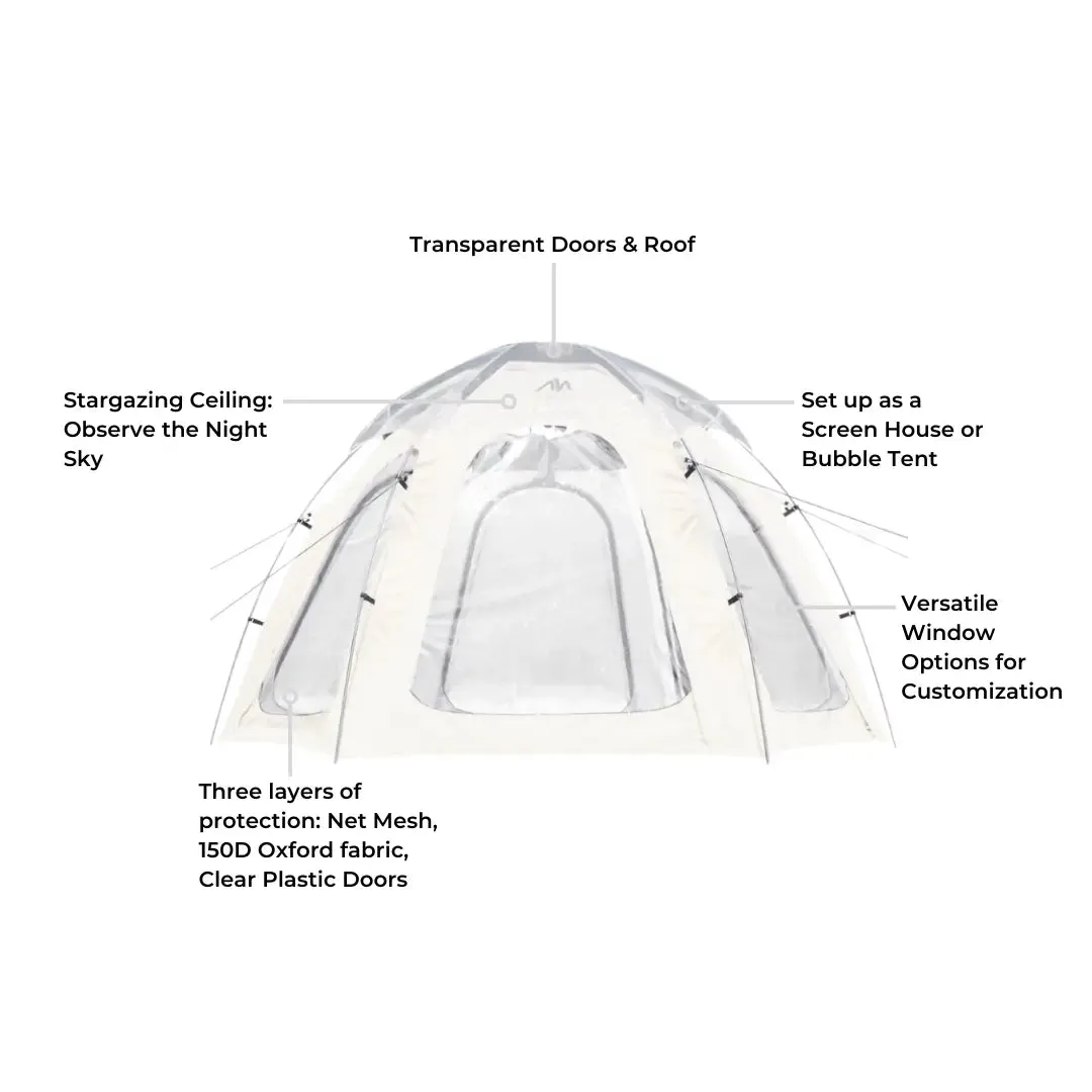 Nucleus Hexagon Dome Tent 4-6P with 6 Clear Windows   Clear Dome