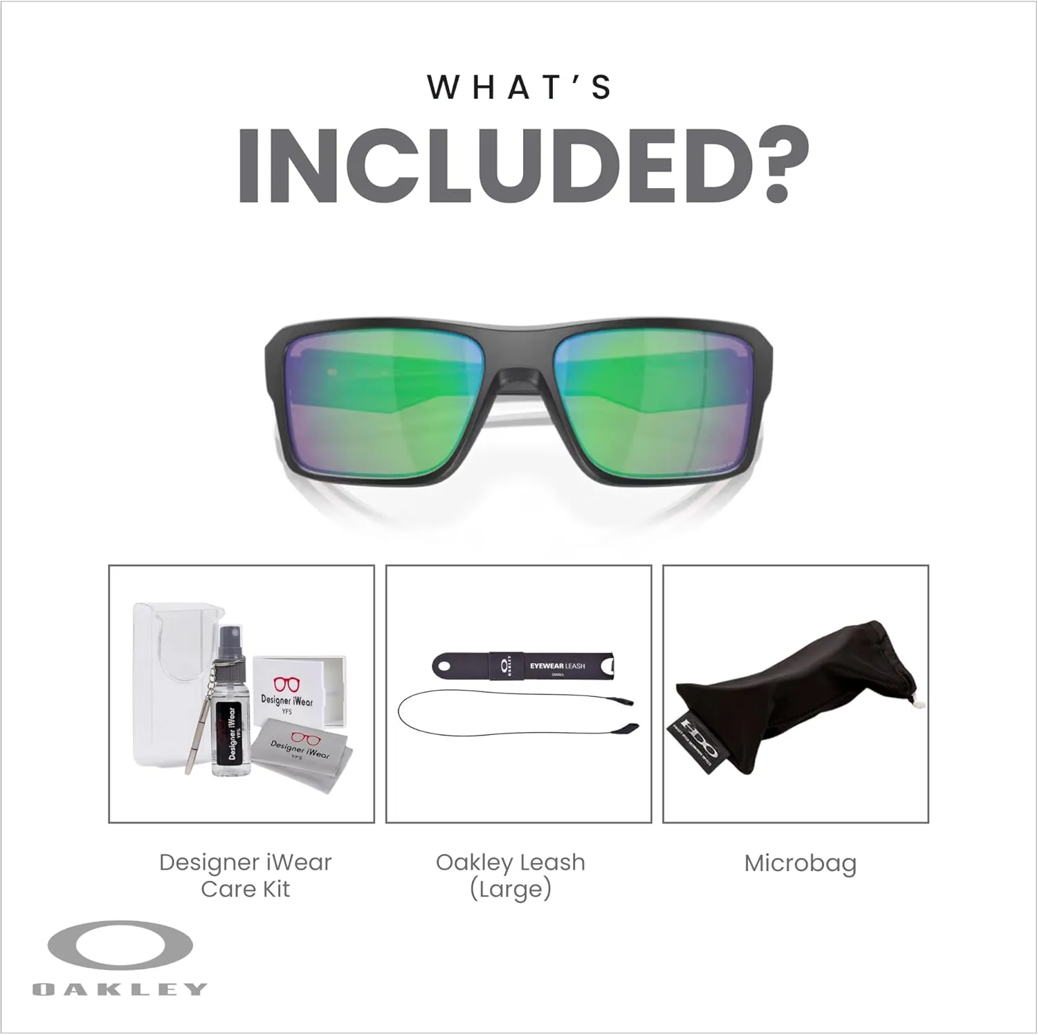 Oakley Double Edge OO9380 Rectangle Sunglasses for Men   BUNDLE Leash  Designer iWear Care Kit