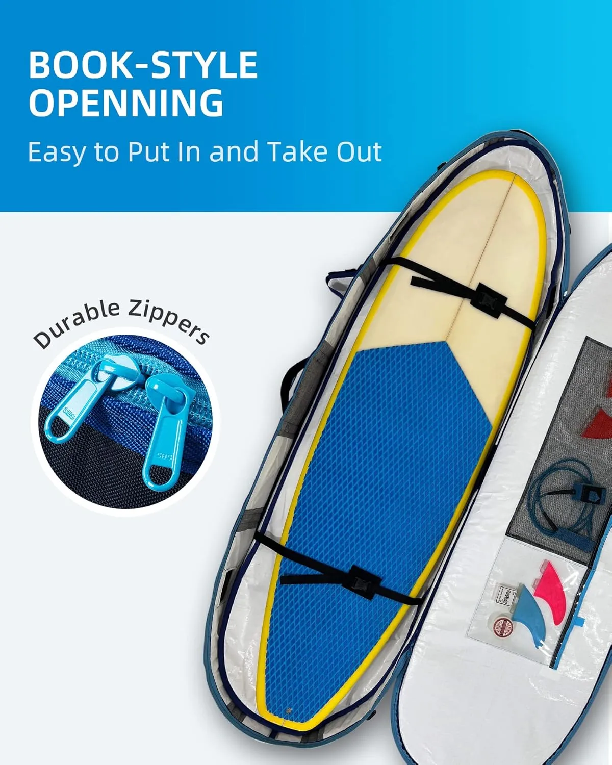 OCEANBROAD Surfboard Longboard Travel Bag Double for 2 Boards 6'0, 6'6, 7'0, 7'6, 8'0, 8'6, 9'0, 9'6, 10'0