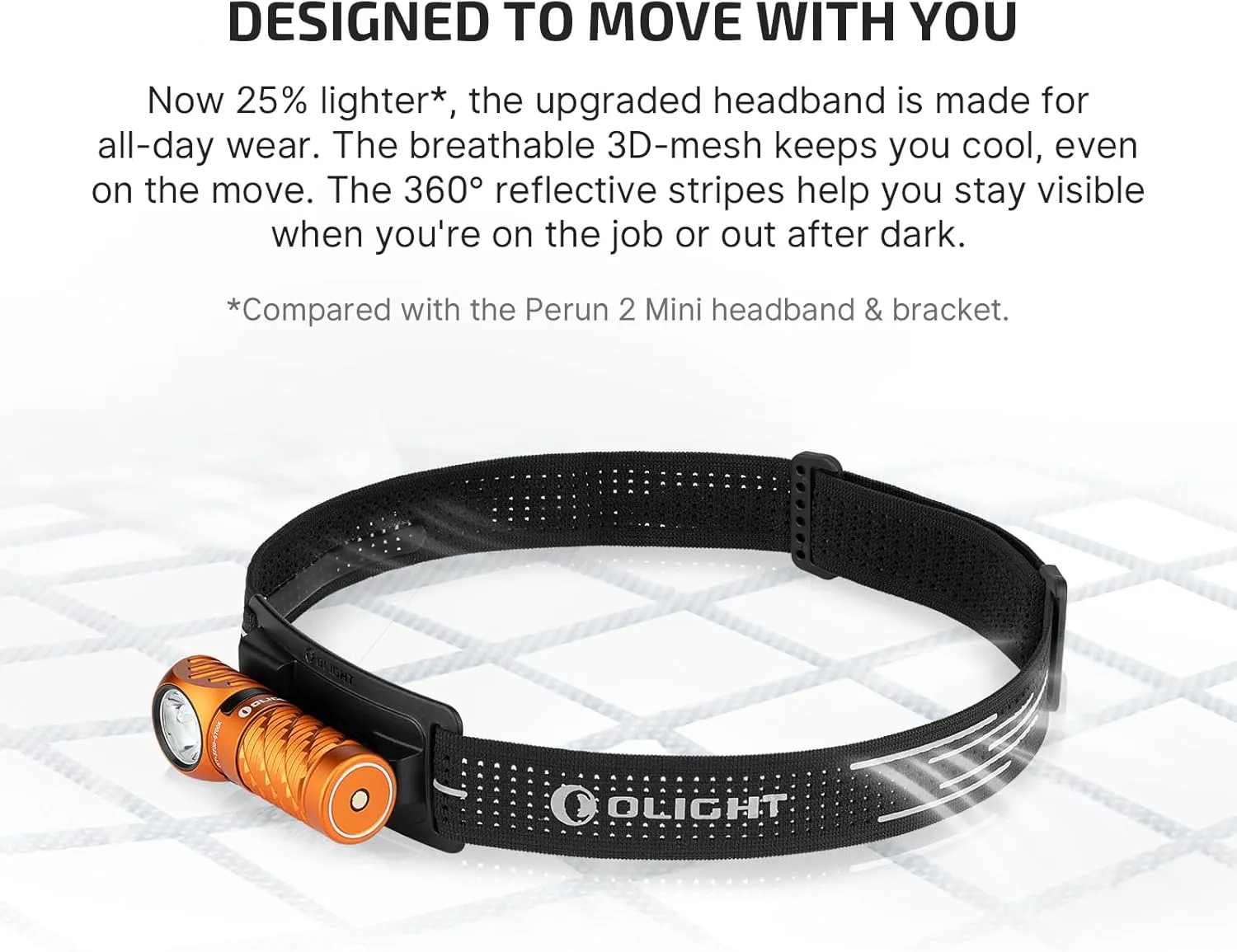 OLIGHT Perun 3 Mini Headlamp 1250 Lumens LED Head Flashlight,Rechargeable Headlight with Red Light Option,Perfect for Working, Hiking, Camping and Climbing (Cool White 5700K~6700K, Orange)