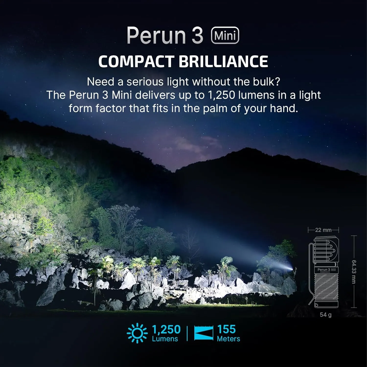 OLIGHT Perun 3 Mini Headlamp 1250 Lumens LED Head Flashlight,Rechargeable Headlight with Red Light Option,Perfect for Working, Hiking, Camping and Climbing (Cool White 5700K~6700K, Orange)