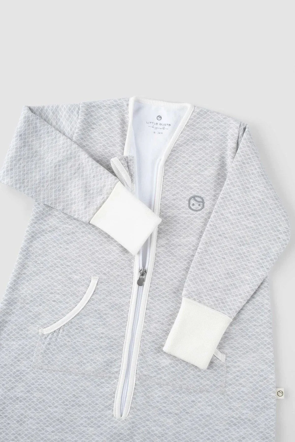 Organic Cotton Quilted Sleeping Bag with Booties and Gloves - Gray