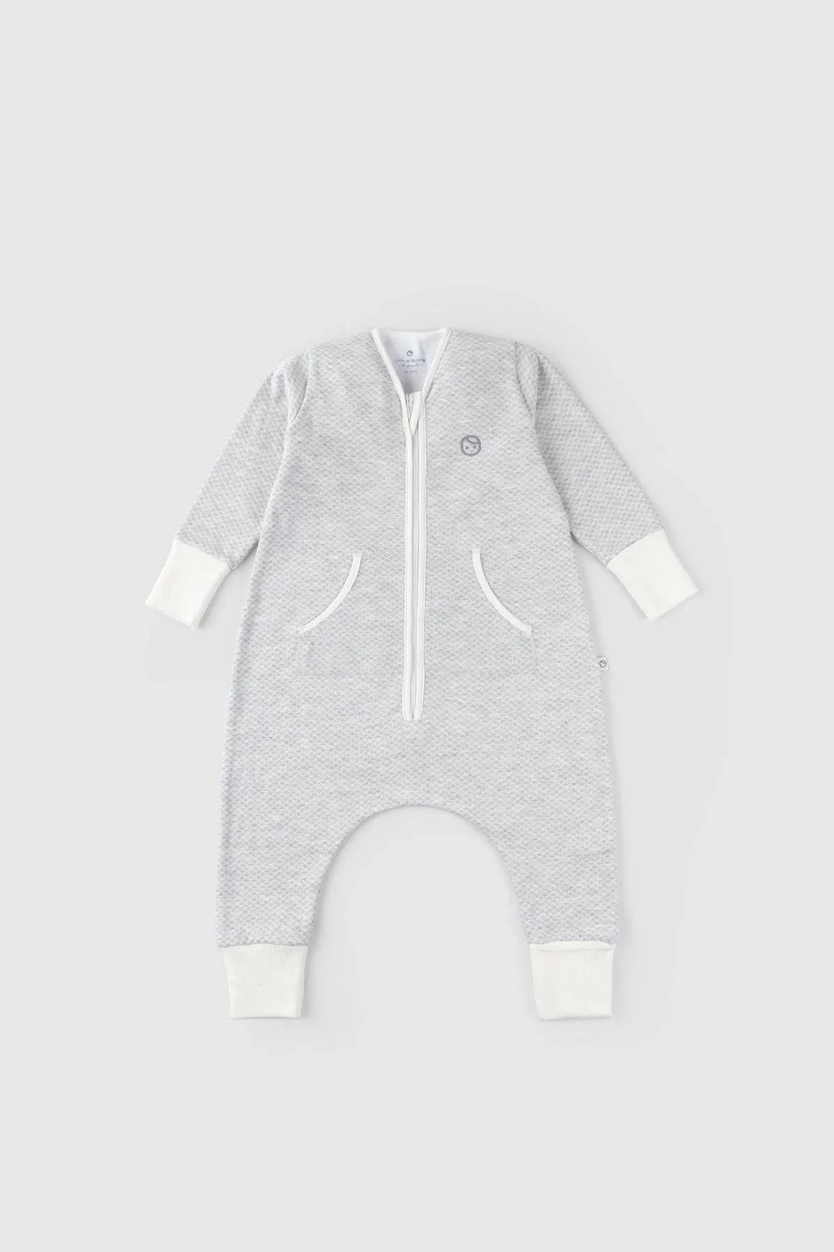 Organic Cotton Quilted Sleeping Bag with Booties and Gloves - Gray