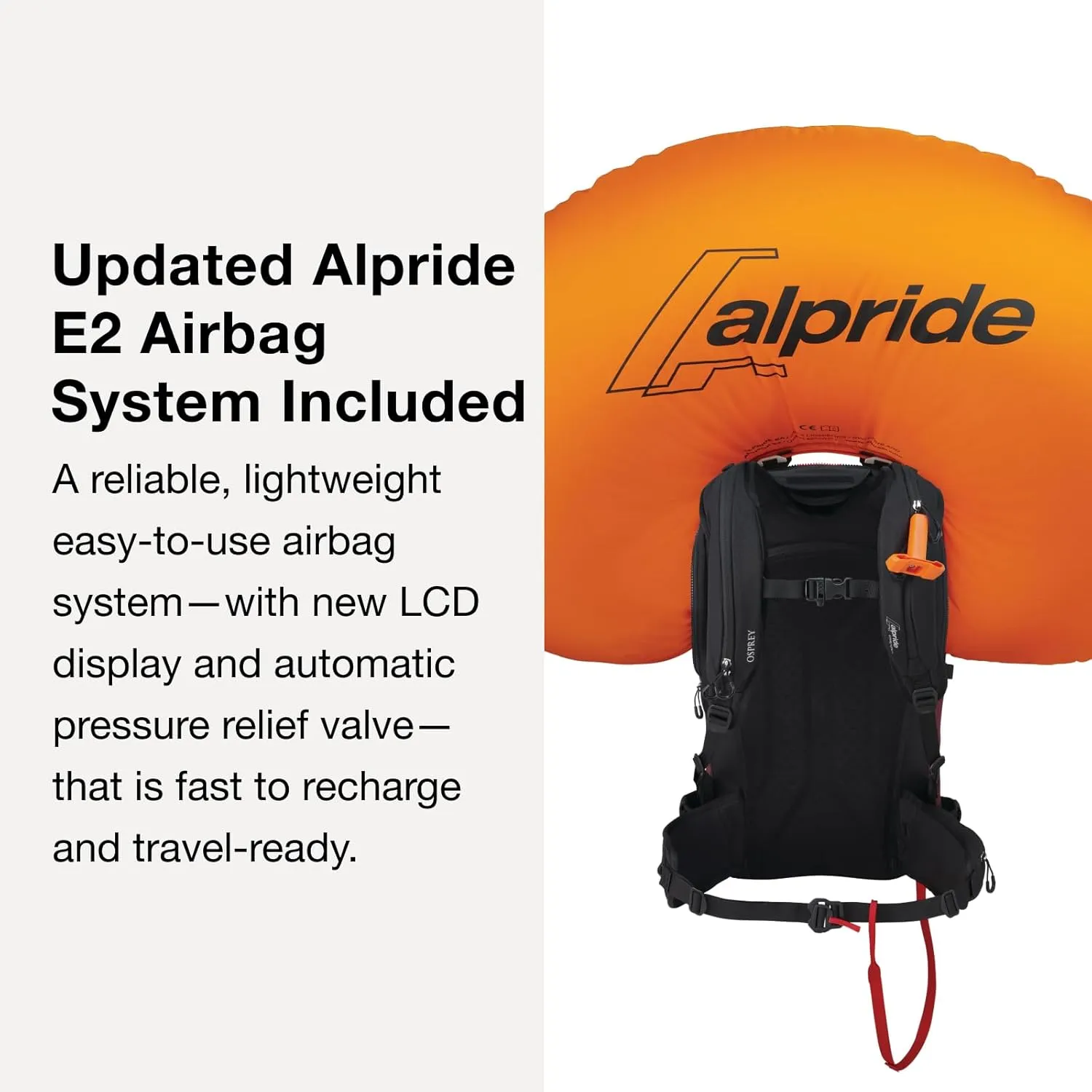 Osprey Soelden Pro 32L Men's Ski and Snowboard Backpack with E2 Airbag System, Red Mountain