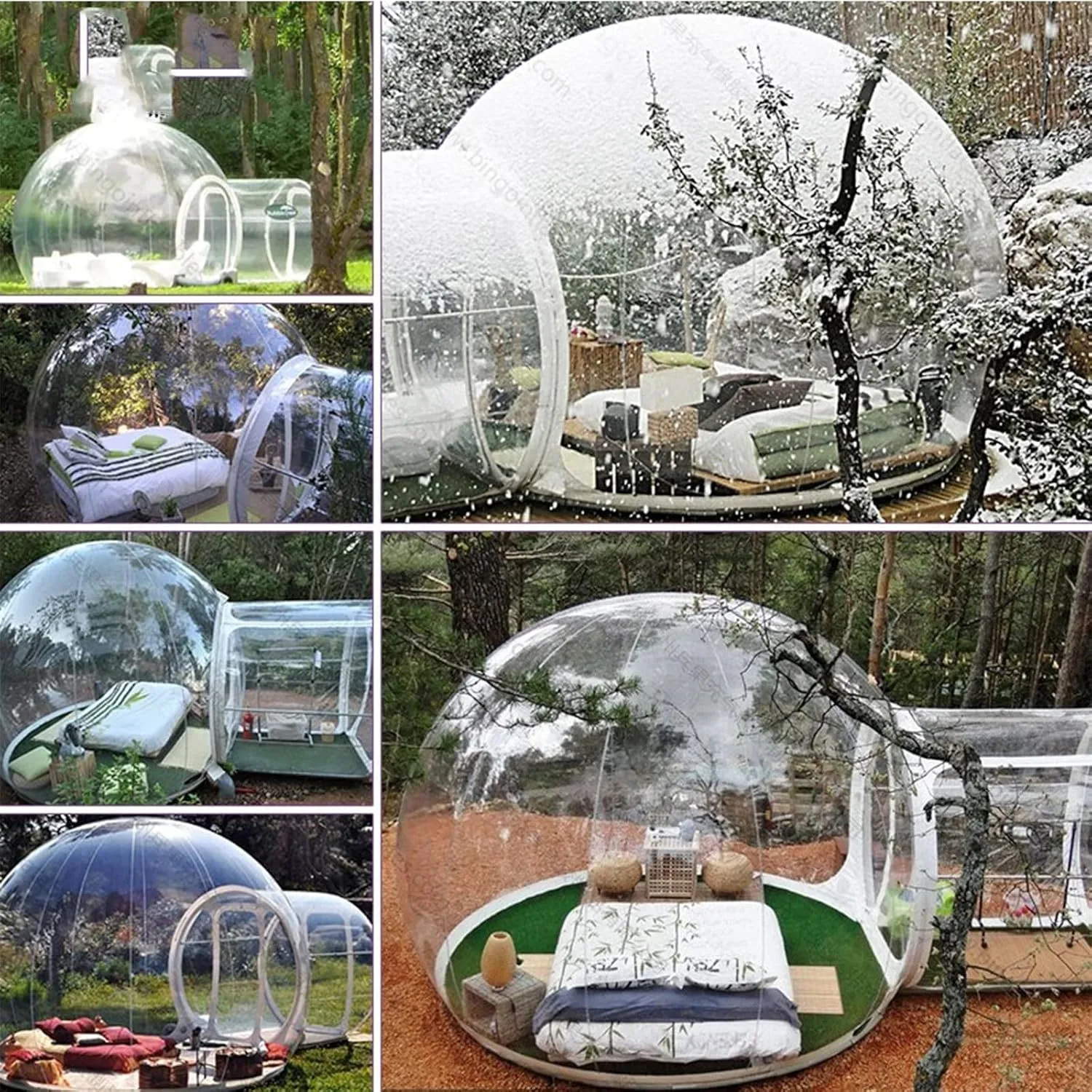 Outdoor Dome Transparent Camping Tent, Inflatable Bubble Tent, Independent Tunnel, Transparent Camping Tent House for Backyard Party Festive Stargazing with Blower,5M