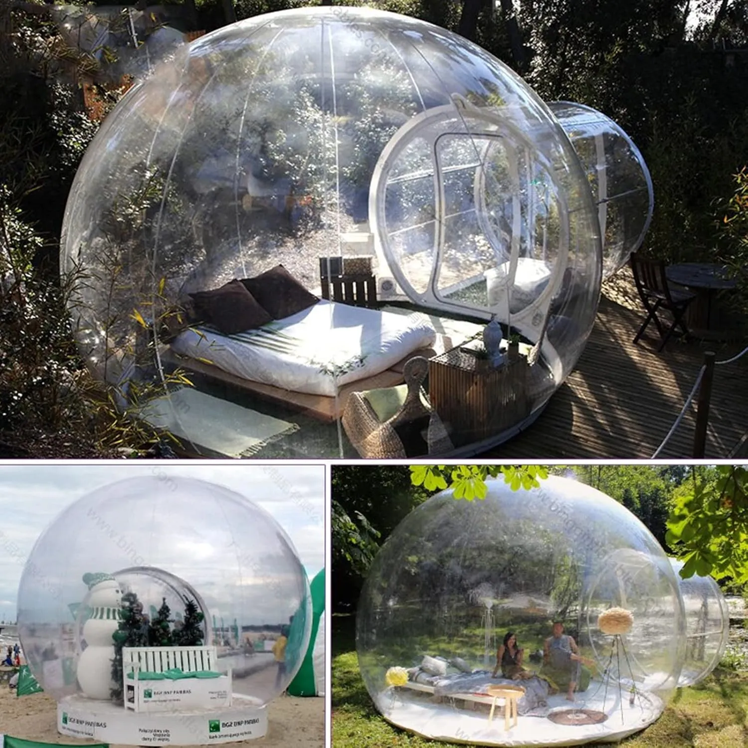 Outdoor Dome Transparent Camping Tent, Inflatable Bubble Tent, Independent Tunnel, Transparent Camping Tent House for Backyard Party Festive Stargazing with Blower,5M