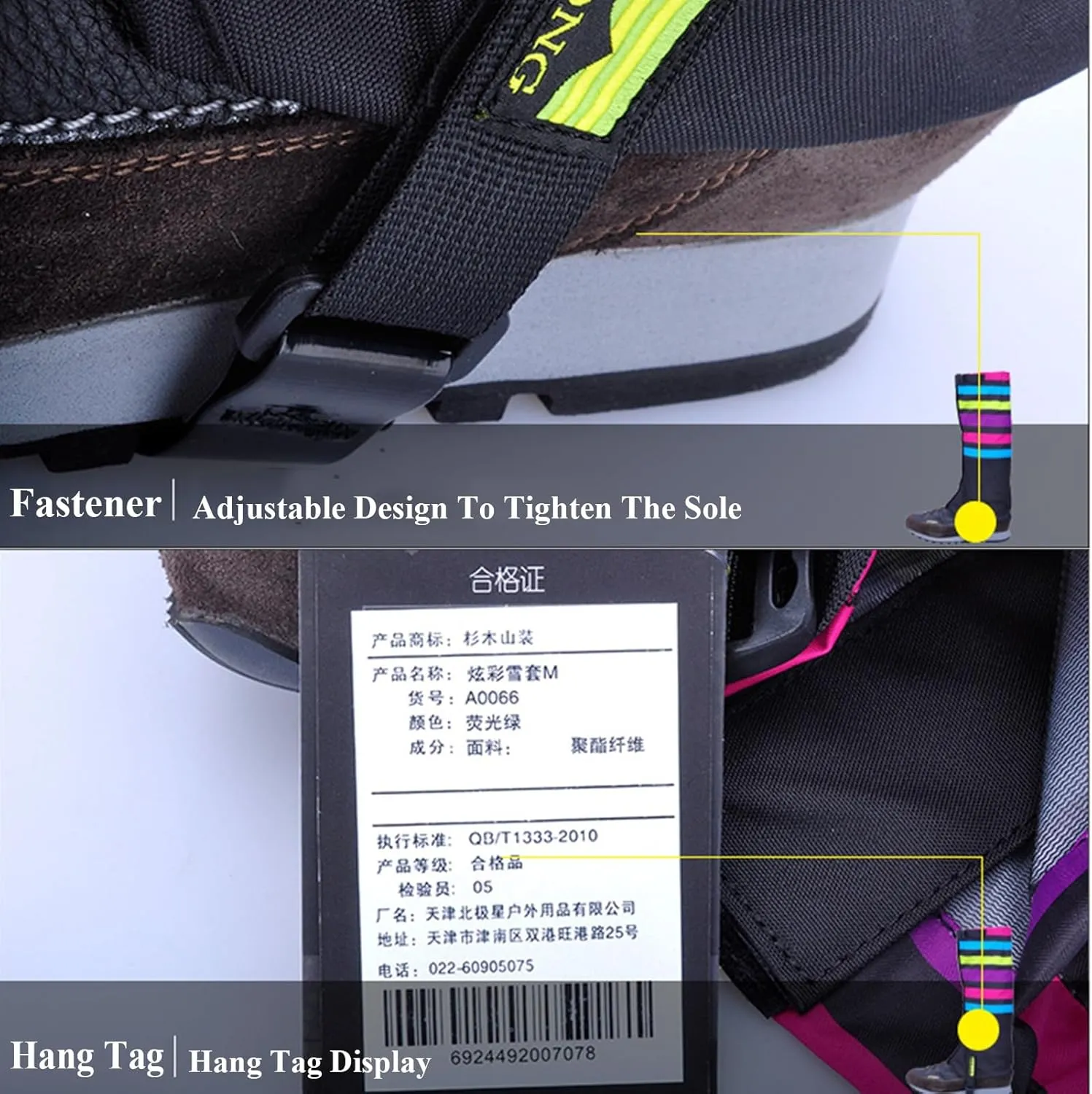 Outdoor Gaiters, Waterproof Hiking Gaiters with Upgraded Rubber Foot Strap, Adjustable Snow Boot Gaiters for Walking, Cycling Fenders,1 A Pairs