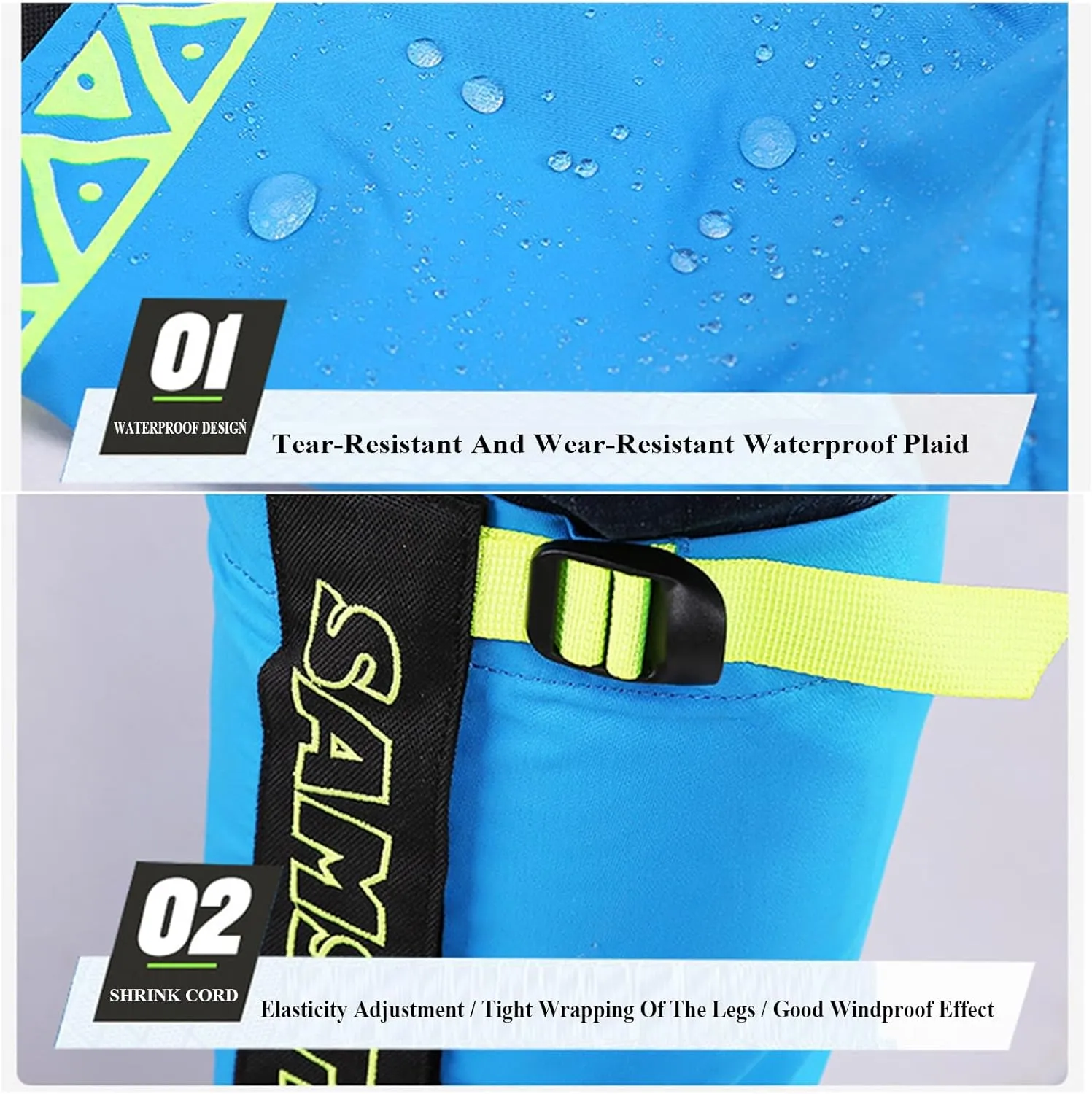 Outdoor Gaiters, Waterproof Hiking Gaiters with Upgraded Rubber Foot Strap, Adjustable Snow Boot Gaiters for Walking, Cycling Fenders,1 A Pairs