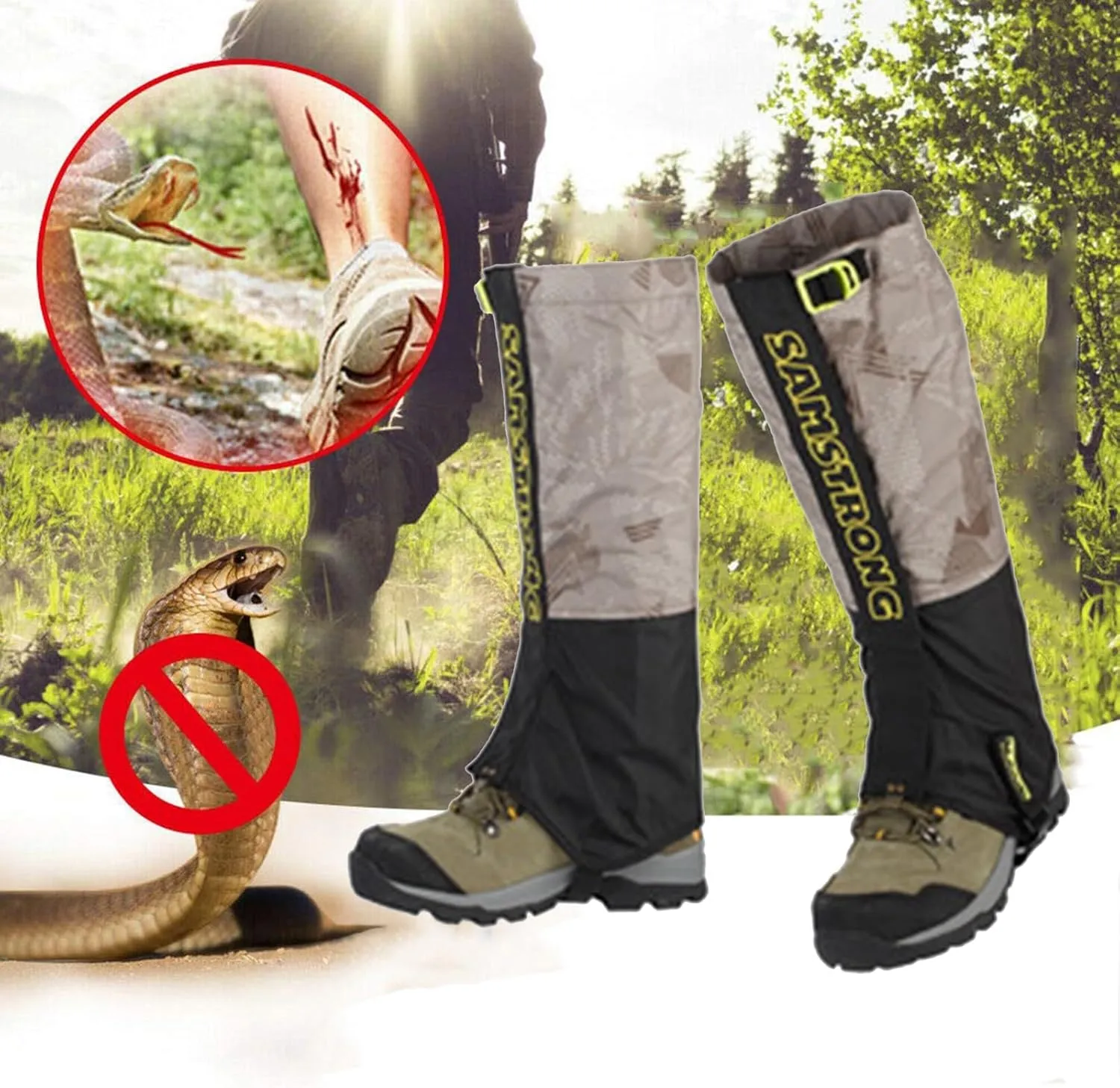 Outdoor Gaiters, Waterproof Hiking Gaiters with Upgraded Rubber Foot Strap, Adjustable Snow Boot Gaiters for Walking, Cycling Fenders,1 A Pairs