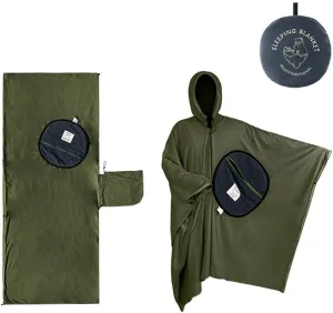 Outdoor Wearable Cloak Sleeping Bag Multi-Purpose Portable Warming Sleeping Bag Light-weight Fleece Sleeping Bag for Winter Camping Travel Hiking