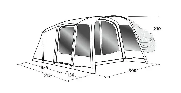 Outwell Blossburg 380 Drive-Away Air Campervan Awning 2023 in Grey