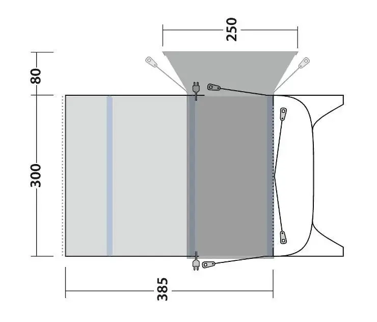 Outwell Blossburg 380 Drive-Away Air Campervan Awning 2023 in Grey