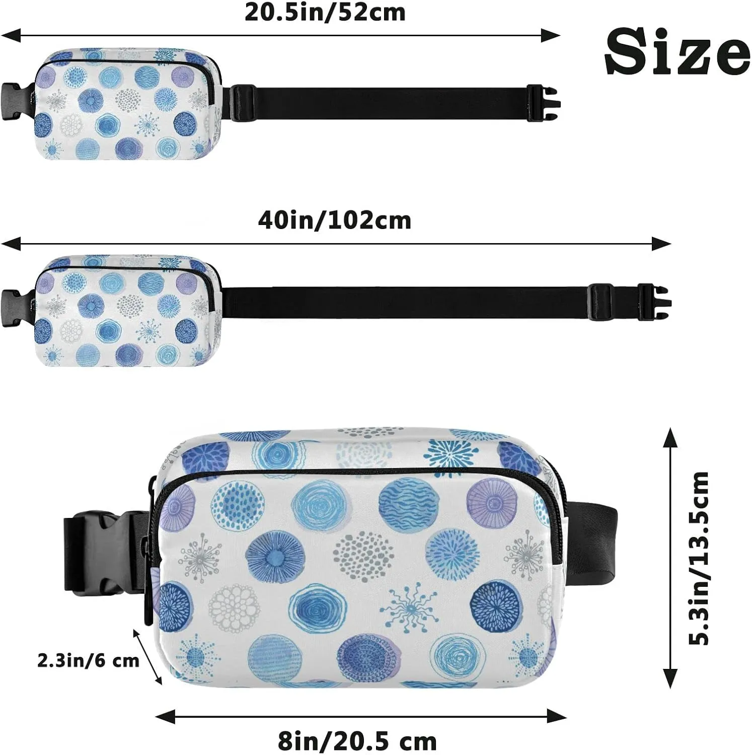 Oyihfvs Green Tropical Palm Leaves, Seamless Jungle Leaves on White Adjustable Fanny Waist Pack Pouch, Waterproof Runners Sports Waist Pack Wallet for Sports Hiking Fitness Cycling Gym Women Men