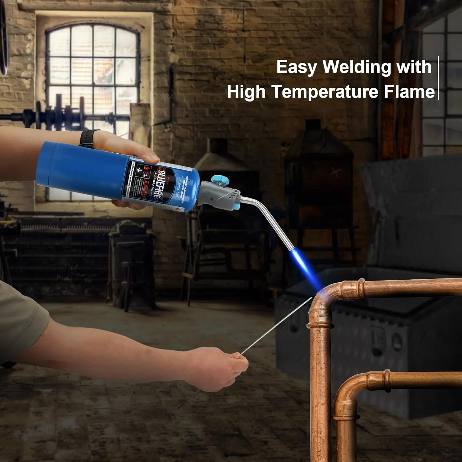 Pack of 2,BLUEFIRE Standard Propane Gas Cylinder/Canister, Welding Brazing Soldering Fuel gas, for HVAC Plumbing Cooking Grilling Gardening and Camping