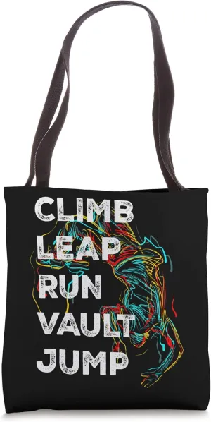Parkour Climb Leap Run Vault Jump Acrobatic Athlete Freerun Tote Bag