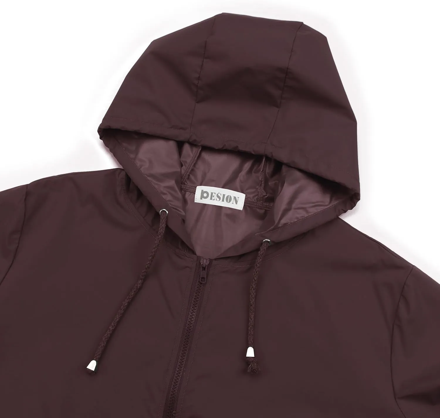 PESION Women's Waterproof Raincoat Lightweight Rain Jacket Hooded Windbreaker with Pocket for Outdoor