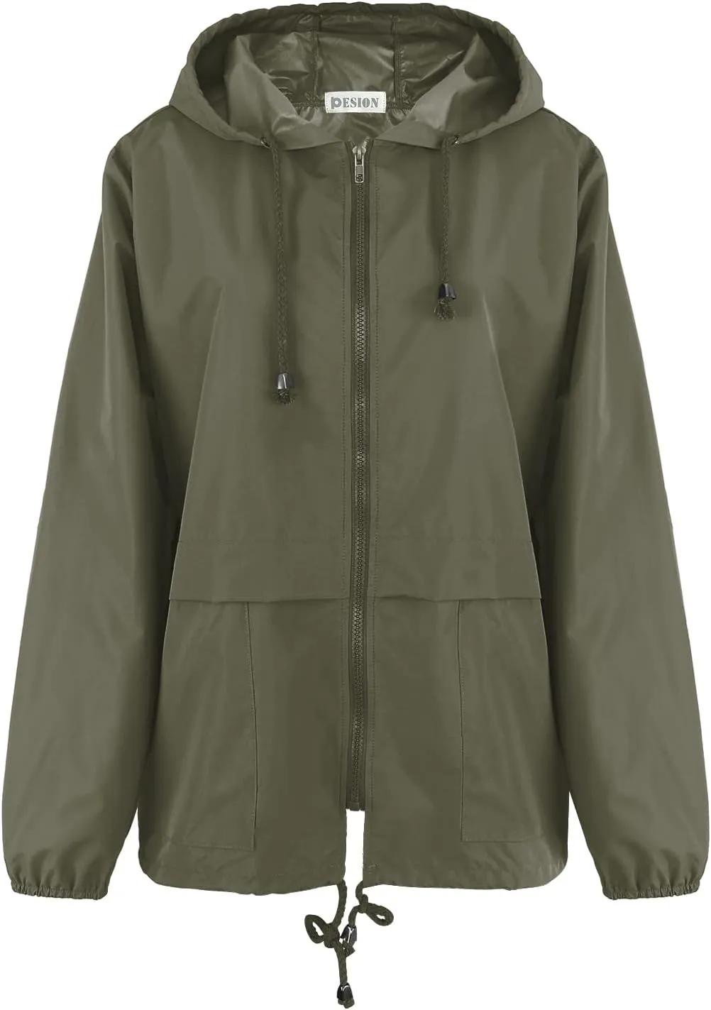 PESION Women's Waterproof Raincoat Lightweight Rain Jacket Hooded Windbreaker with Pocket for Outdoor