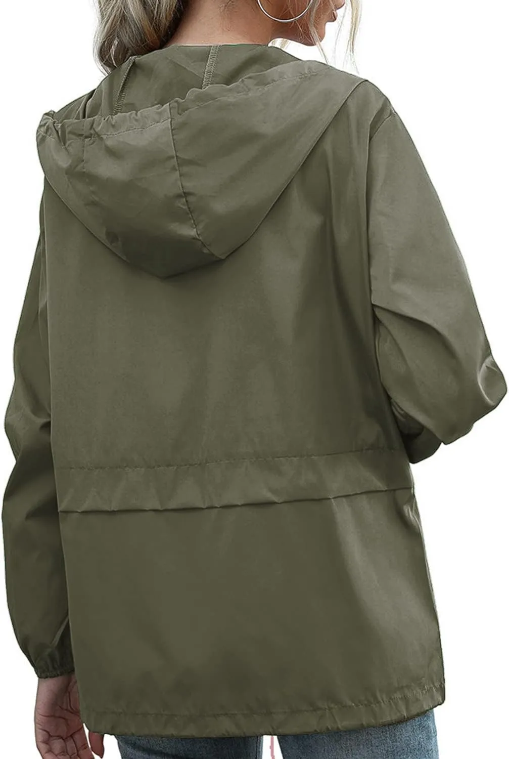 PESION Women's Waterproof Raincoat Lightweight Rain Jacket Hooded Windbreaker with Pocket for Outdoor