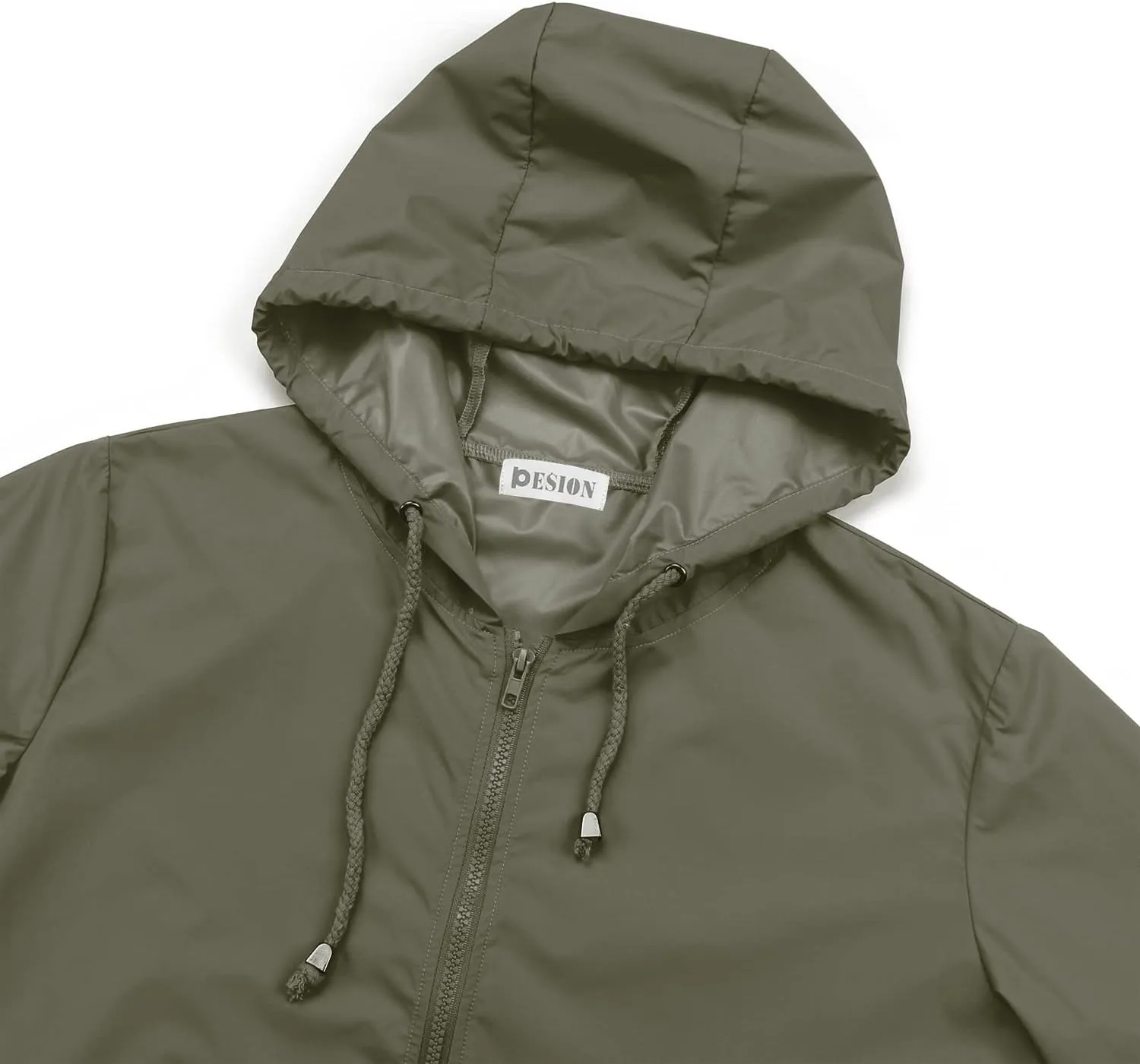 PESION Women's Waterproof Raincoat Lightweight Rain Jacket Hooded Windbreaker with Pocket for Outdoor