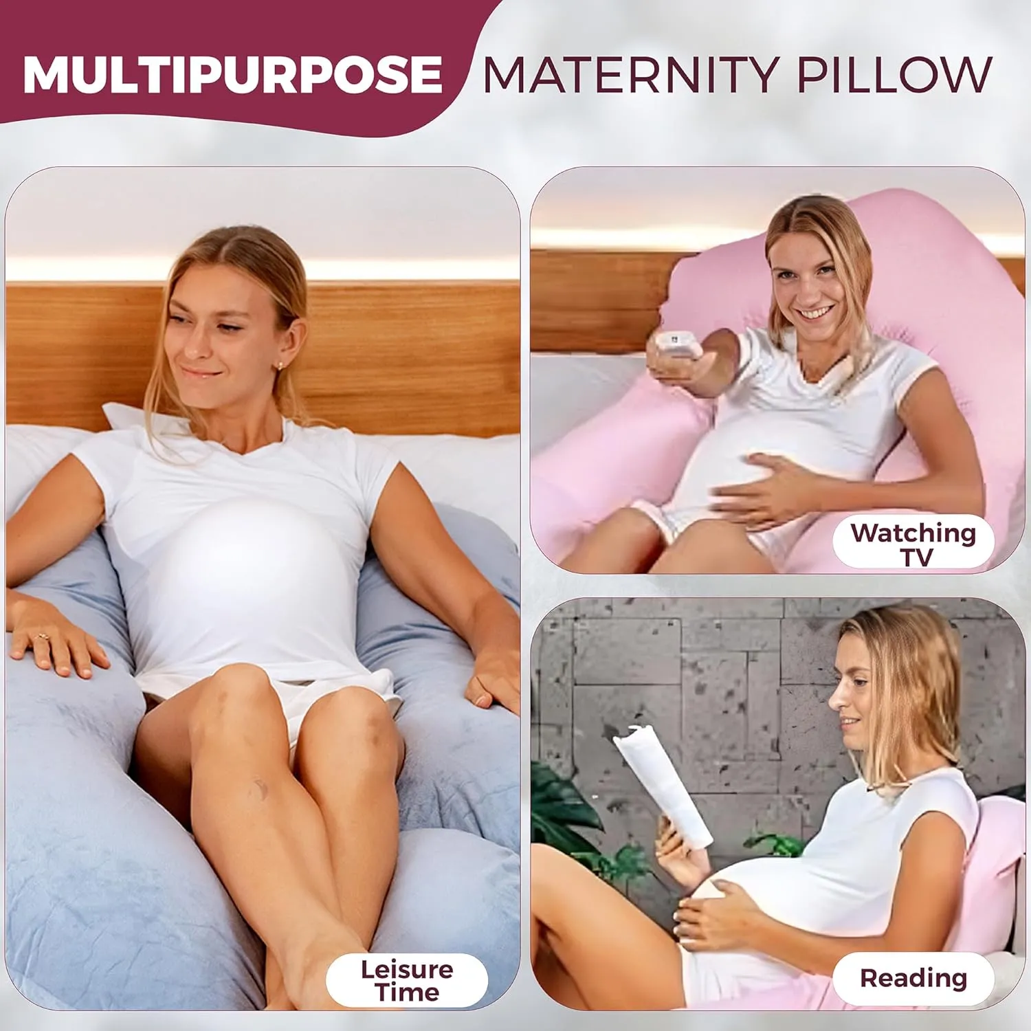 PILLANI Pregnancy Pillows for Sleeping - V C U Shaped Full Body Pillow with Removable Cover, 57inch Cooling Maternity Pillow for Side Sleepers, Support for Back Belly Legs HIPS - Pregnancy Must Haves